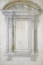 Study of a Window with a Semi-Circular Gable, c.1546